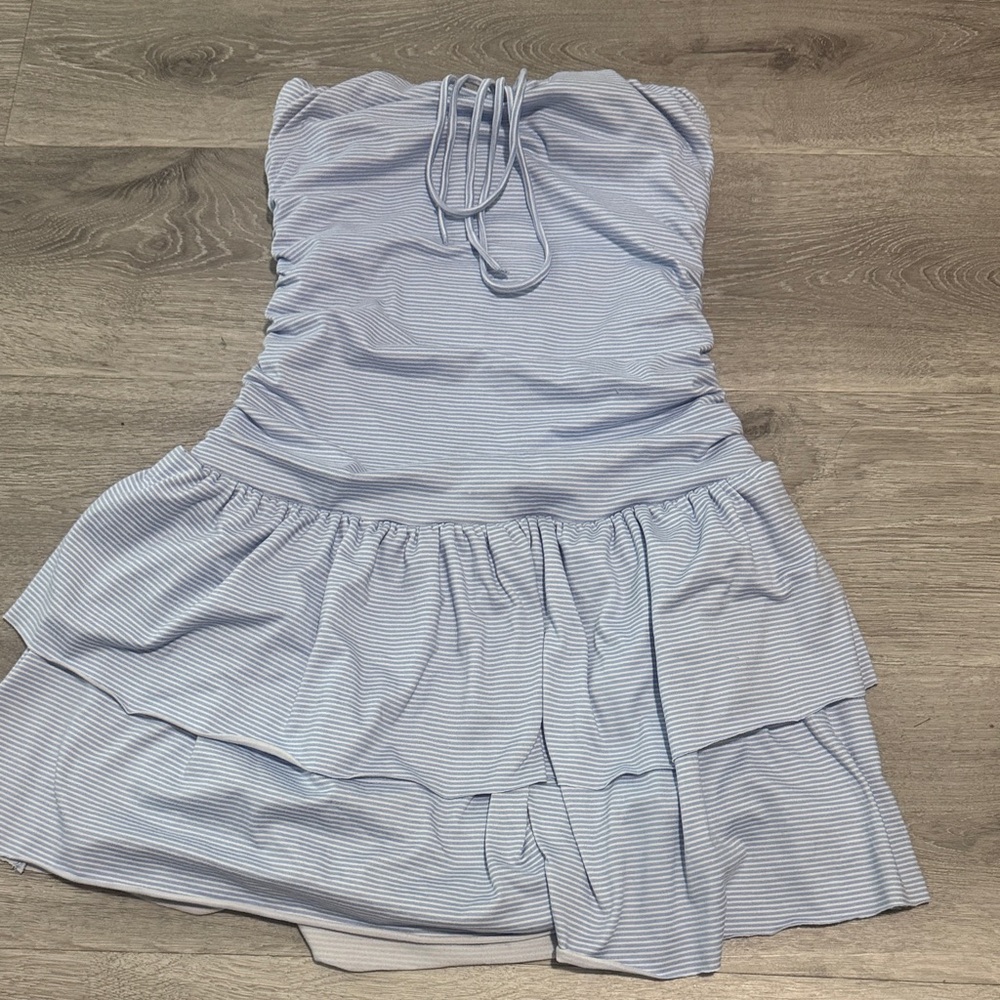 Hollister Blue Striped Halter/strapless Dress